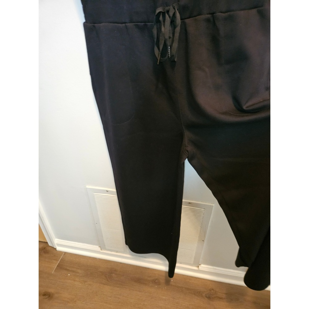 Anrabess Black Sleeveless Wide Leg Jumpsuit Drawstring Waist Pockets XL - Picture 10 of 12